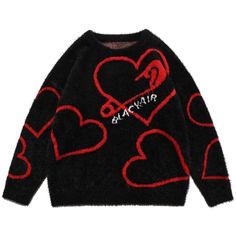 Funny Skull, Edgy Streetwear, Sweater Streetwear, Skull Sweater, Knitted Heart, Jacquard Sweater, Heart Sweater, Clothing Details, Loose Sweater