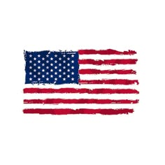 an american flag painted in the colors of red, white and blue on a white background