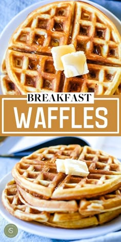 the breakfast waffles are ready to be eaten