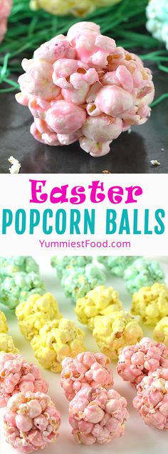 an easy recipe for easter popcorn balls with marshmallows and sprinkles