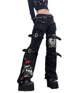 Electro Pants, Printed Streetwear, Goth Pants, Dark Punk, Y2k Cargo Pants, Gothic Pants, Low Waist Pants, Alt Clothes, Fashion Patchwork