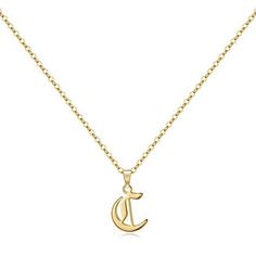 Letter C - Elegant Old English Initial Necklace With A Delicate Initial Charm Adjustable Necklace 18-20 Inches Stainless Steel Gold-Plated Chain The Necklace Will Not Fade, Rust, Stain, Or Corrode Also Available In Letters A-L - Check Out My Closet For More Questions? Leave A Comment Below! C Initial Necklace, Charlotte Core, C Necklace, Sweet Sixteen Gifts, Letter C, Adjustable Necklace, Sweet Sixteen, Initial Charm, Old English