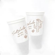 two white cups with cactus designs on them, one is for someone who loves the desert