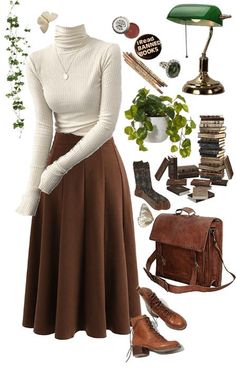 Amazing Cottagecore Outfits Photo Dark Academia Outfit Long Brown Skirt Outfit, Edwardian Cottage, Dark Academia Outfits, Dark Academia Outfit, Academia Outfits, Academia Style, Cottagecore Outfits, Dark Academia Fashion