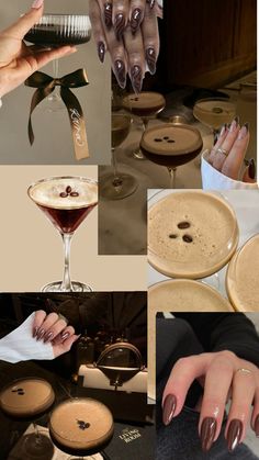 Brown collages showing espresso martini with brown nails around Tini Bit Older Espresso, Espresso Martini Nails, Espresso Nails, Martini Nails, November Mood, Expresso Martini, Espresso Martini Recipe