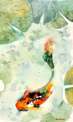 Koi Fish Watercolour Print, Japanese Art, Oriental Art, Abstract Art, Wall Art Print, Koi Fish Gift, Art Gift, Watercolour Print, Wall Art - Etsy Koi Fish Painting Watercolors, Watercolour Koi Fish, Water Lilies Art, Watercolor Koi Fish, Fish Watercolor, Koi Painting, Koi Fish Drawing, Koi Watercolor, Koi Art