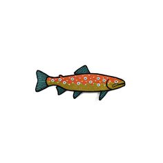 an orange and blue fish with dots on it