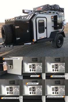 several pictures of an off - road vehicle with wheels and tires on the front, side, and back