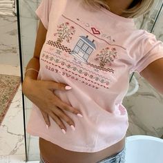 Pink Baby Tee, Trendy Outfit Inspo, Ralph Lauren Top, Vintage Ralph Lauren, Winter Girls, Causual Outfits, Cool Fits, Pink Baby, Ralph Lauren Tops