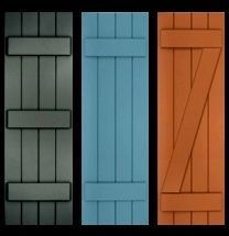 four different colors of doors and shutters