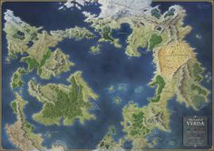 a large map of the world with mountains and lakes on it's sides is shown