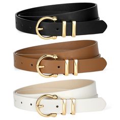 PRICES MAY VARY. Stylish and Versatile Design:These cute women's leather belts come in classic colors—black,brown,coffee,light beige and white—with chic gold and silver alloy buckles.Women belts for jeans are for pairing with jeans,dresses and pants,making them versatile accessories suitable for causal/work/business outfits. Excellent Material:Crafted from selected leather,leather belts for women offer a stylish look with a soft,comfortable feel.The smooth texture and fine craftsmanship ensure t Cute Belts For Women, Women’s Belts, Cute Belts, Womens Black Belt, Womens Belts, Casual Work Wear, Womens Leather Belt, Dresses Ladies, Women Belt