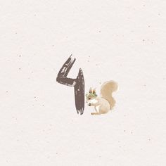 the number four is made up of an image of a squirrel with a leaf in its mouth