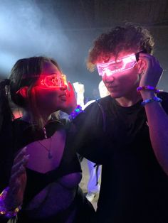 Rave couple, lighting, glow in the dark, sweet, candid, light up glassess, candi,  pigtails,loving, cute, pictures, beyond wonderland, couple goals, rave Escape Rave, Couple Rave Outfits, Rave Couple Outfits, Rave Couple, Rave Aesthetic, Beyond Wonderland, Festival Rave Outfit, Love And Lust, Cute Couple Selfies