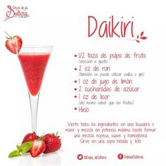 a drink with strawberries in it and the words daikir written on the side