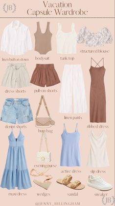 Women From Spain, Parisian Capsule Wardrobe Summer, 10 Day Vacation Outfits, Summer Basics 2024, Honeymoon Capsule Wardrobe, Honduras Outfit Ideas, Nola Summer Outfits, Susannah Fisher Outfits, Vacation Outfits Women 30s