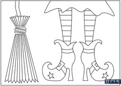 two boots and an umbrella are shown in this printable coloring page for kids to color