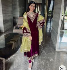 #ethnicwear#velvetseason#trending#latestdesign Velvet Pakistani Dress, Nimrat Khaira, Velvet Dresses, Pakistani Fashion Party Wear, Indian Dresses Traditional, Velvet Suit, Dress Neck Designs