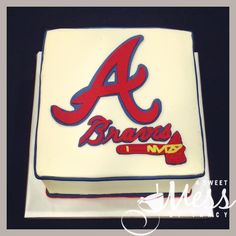 a atlanta braves cake is shown on a table