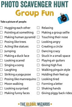 the ultimate photo scavenger hunt group fun checklist is here to help you plan your trip