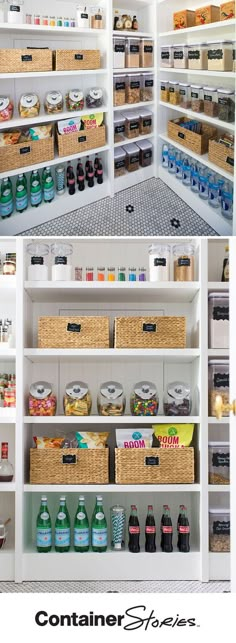 an organized pantry filled with lots of food