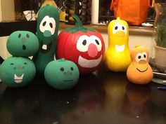 some very cute looking stuffed toys on a table