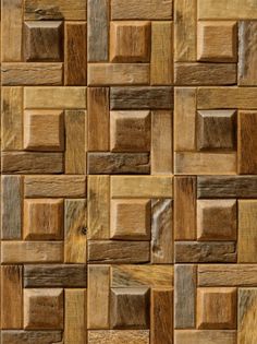 a wooden wall made up of squares and rectangles