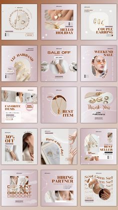 a set of brochures for beauty salons with gold lettering on the front and back