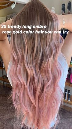 Rose Gold And Gray Hair, Long Blonde And Pink Hair, Light Pink Ombre Hair, Pastel Rose Gold Hair, Pink Ends Hair Blonde, Blonde Balayage With Pink, Blonde Pink Balayage, Lavender Ombre Hair, Rose Gold Ombre Hair