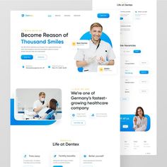 the landing page for dental clinic website