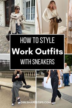 Stylish Outfits Sneakers, Business Casual With An Edge, Business Casual Work Summer, Casual Work Outfits With Sneakers Fall, Sneaker For Work Outfit, Business Casual Women With Sneakers, Smart Casual Outfit Sneakers, Casual Trendy Work Outfits, Work Outfits With Air Force Ones