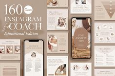 the instagramm coach is displayed on an iphone and in front of it's screens