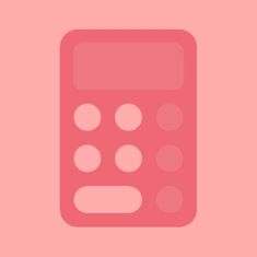 a pink calculator with white dots on the top and bottom half, against a light pink background