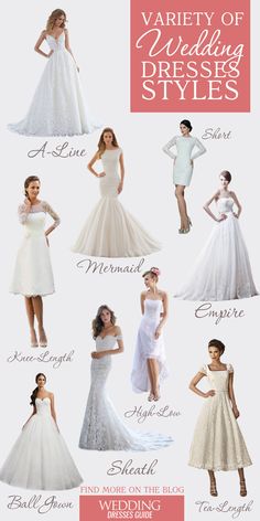 different types of wedding dresses for the bride