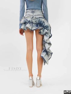 Fisdy - Elegante falda midi de talle alto con elegante diseño plisado y favorecedor dobladillo con volantes Unique Skirts, All Jeans, Skirts Midi High Waisted, Half Skirt, Dress Bra, Fall Skirts, Ruffle Skirt, Types Of Skirts, Elegant Fashion