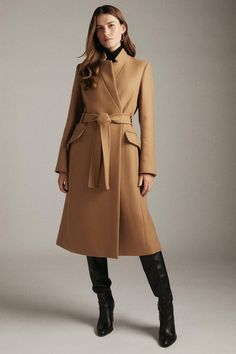 Italian Wool Blend Intank Topment Notch Coat | Karen Millen Oversized Clothing, Elegant Boots, Elegant Coats, Oversized Outfit, Chic Coat, Trench Coats Women, Fashion Industry, Karen Millen, Fashion Photographer