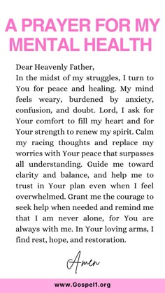 a prayer for my mental health