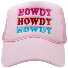 Saddle up your style with our HOWDY HOWDY HOWDY Foam Wholesale Hats! Sporting the iconic greeting "HOWDY" in a vibrant array of colors and a charming Western font, these hats perfectly capture the essence of Western fashion, which is all the rage. A must-have addition for retailers aiming to offer trendy and spirited accessories that reflect the Western wear trend in style! 65% cotton, 35% polyester machine wash delicate or hand wash one size fits most adjustable back mesh netting snapback closu Wholesale Hats, Western Font, Country Hats, Western Trend, Women Trucker, Western Vibes, Practical Fashion, Trendy Denim, Mesh Netting