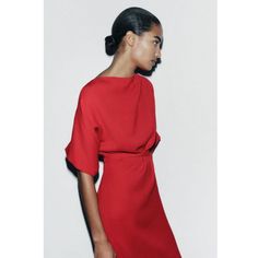 Nwt Zara Red Long Belted Dress Zw Collection Brand New With Tags Long Dress With Wide Neckline And Long Sleeves. Tied Self Belt. Side Slit At Hem. - 100% Polyester Long Dress With Belt, Zara Red Dress, Red Dress Casual, Zara Floral Print Dress, Zara Printed Dress, Corset Style Dresses, Zara Spain, Printed Short Dresses, Dress Collar