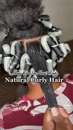 How I use Flexi Rods on my daughters hair. There’s no right way to do it if you 💜 how it comes out￼ Curls With Rollers Black Women, Flexi Rods On Natural Hair Black Women, Flexi Rods On Natural Hair Long, How To Put Flexi Rods In Your Hair, How To Rod Set Natural Hair, Roll Set Natural Hair, Curling Rods Natural Hair 4c, Flexi Rods On 4c Hair, Products To Use For Curly Hair