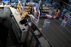 Robber accidentally reveals face by removing bag disguise to hold loot - AOL Cctv Camera, When He, Convenience Store, The Man, A Man, Hold On