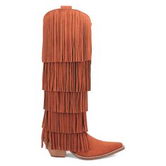 Free-spirited in design, the Wild Child boot features five cascading layers of fringe, creating a dynamic, textured look. Standing tall at 16 inches, it boasts a snip toe, a cushioned comfort insole, and a 2 1/2 inch fashion heel. Available in a range of colors from classic neutrals like black, brown, and rust, to vibrant options like burgundy, green, white and purple, it perfectly combines bohemian charm with contemporary fashion. Size: 8.  Color: Orange.  Gender: female.  Age Group: kids. Ankle Cowgirl Boots, Cowgirl Boots Square Toe, Cowboy Casual, Square Toe Western Boots, Cowgirl Dresses, Boots Square Toe, Dan Post, Tall Fashion, Western Boots Women