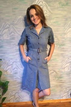 "Vintage Light Blue Dress Denim Dress Midi Dress Buttom Up Closure Dress Short Sleeves Hipster Dress Small Size Estimated size: Eur 36 Measurements (lying flat): Bust: 15.7\" / 40 cm Waist: 13.7\" / 35 cm Hips: 18.1\" / 46 cm Length 39.3'' /100 cm Sleeve: 9.8''/ 25 cm Shoulders: 12.5''/ 32 cm Please check measurements to insure a proper fit. Remember to allow yourself some extra room for movement. You can compare these with something from your closet that fits you well. This dress will come to y Fitted A-line Denim Dresses, Button-up Denim Blue Cotton Dress, Summer Indigo Dresses With Buttons, Denim Blue Cotton Button-up Dress, Short Sleeve Chambray Dresses With Pockets, Chambray Short Sleeve Dress With Pockets, Denim Blue Chambray Short Sleeve Dress, Denim Blue Short Sleeve Dresses With Pockets, Belted Cotton Mini Dress