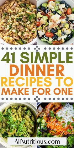 Easy Dinner Ideas For One, Dinner Ideas For One, Simple Recipes For Dinner, Solo Dinner, Tastiest Recipes, Easy Dinners For One, Dinners For One, Simple Weeknight Meals