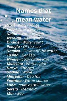 names that mean water in different languages