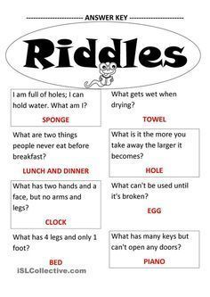 riddles for kids with pictures and words to help them understand what they are doing