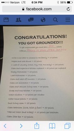 an image of a paper with congratulations written on it and the words congratulationss you got grounded