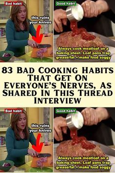 a woman pouring ketchup onto a hamburger on the kitchen counter with instructions for cooking