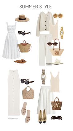 Summer style work attire inspo capsule Autumn Capsule Wardrobe, Capsule Wardrobe Women, Spring Summer Capsule Wardrobe, Hot Summer Outfits, Elegant Style Women, Classic Style Outfits, Summer Capsule, Summer Capsule Wardrobe, Capsule Outfits