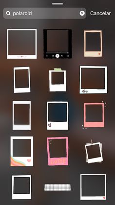 a bunch of different types of polaroid frames on a cell phone with the text polaroid above them